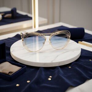 Gradient blue gold layered cat eye sunglasses